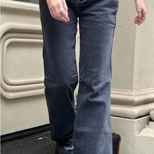 Brandy Melville straight leg bootcut dark grey jeans worn one size